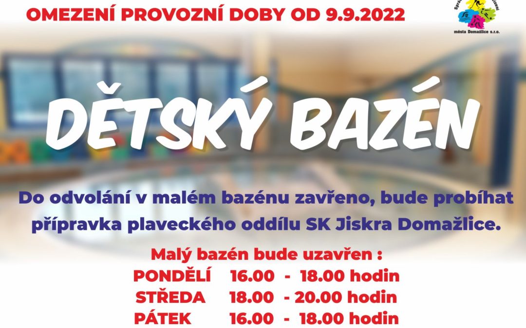 Dětský bazén – omezení provozní doby